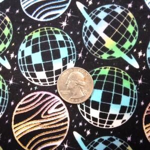 FABRIC Pop! Holographic Disco Ball Cotton Knit, 98% Cotton 2% Spandex